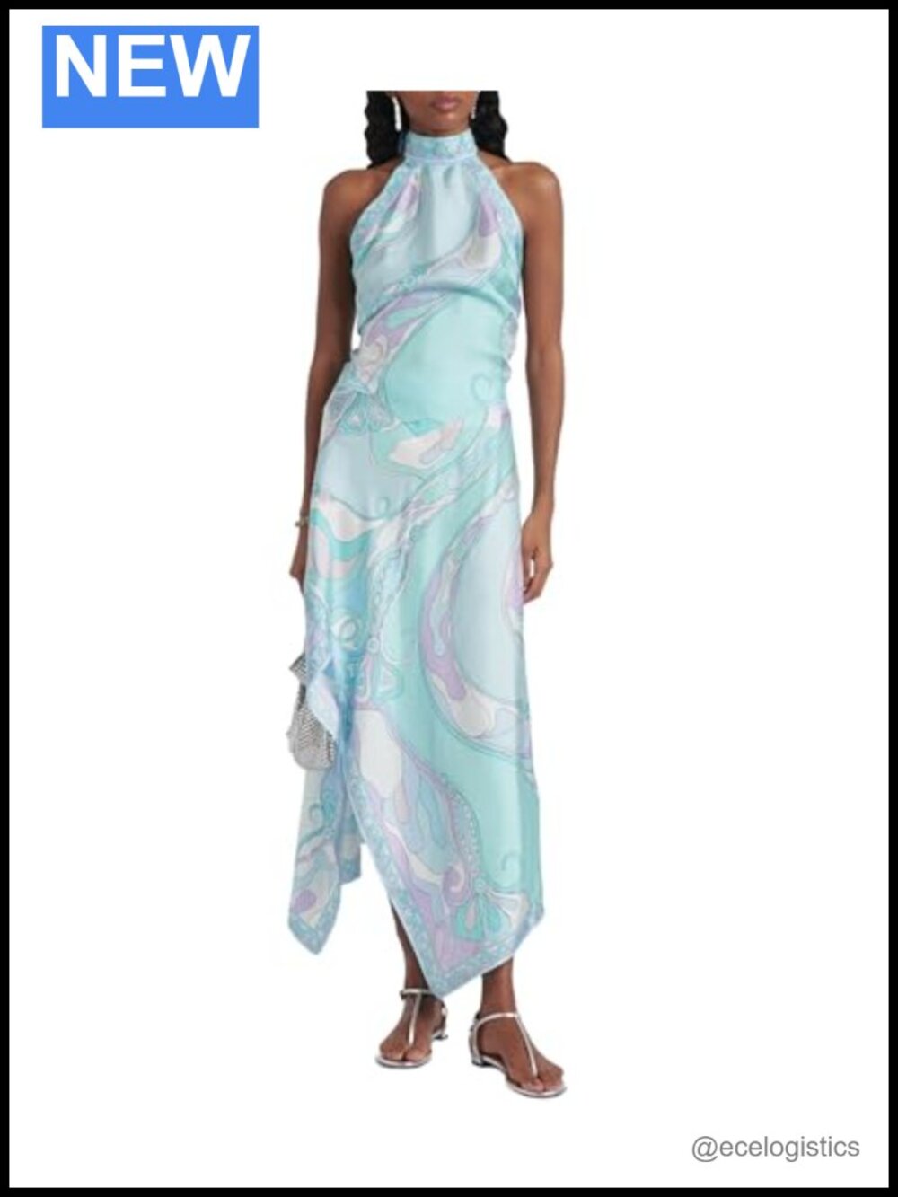 Satin Halter Maxi Skirt Set Boho Print Two Piece Vacation Outfit
